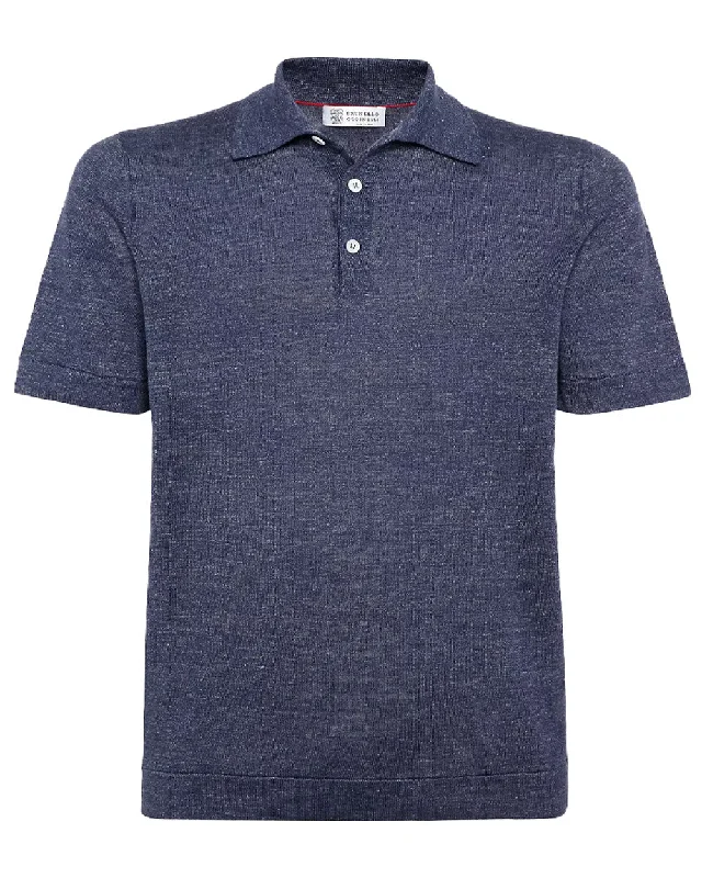 Men's high - collar polo shirts with a modern twist Dark Blue Knit Polo