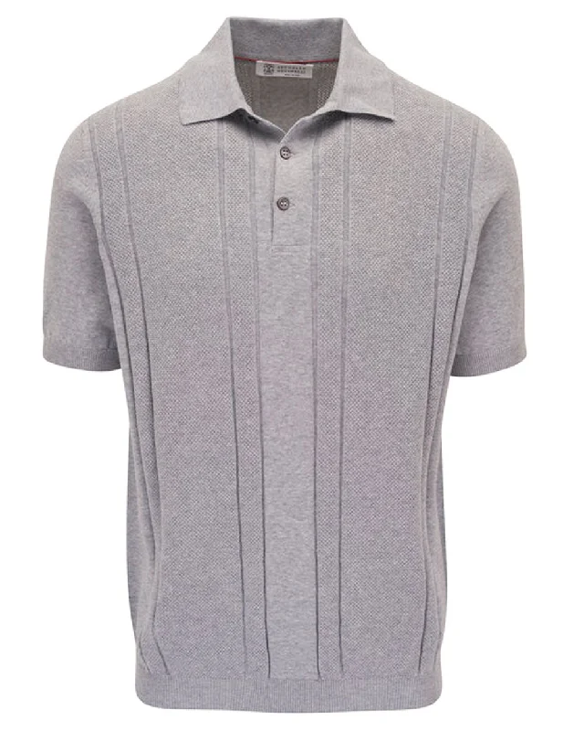Men's ribbed cuffs and hem polo shirts for a textured look Nebbia Knit Polo