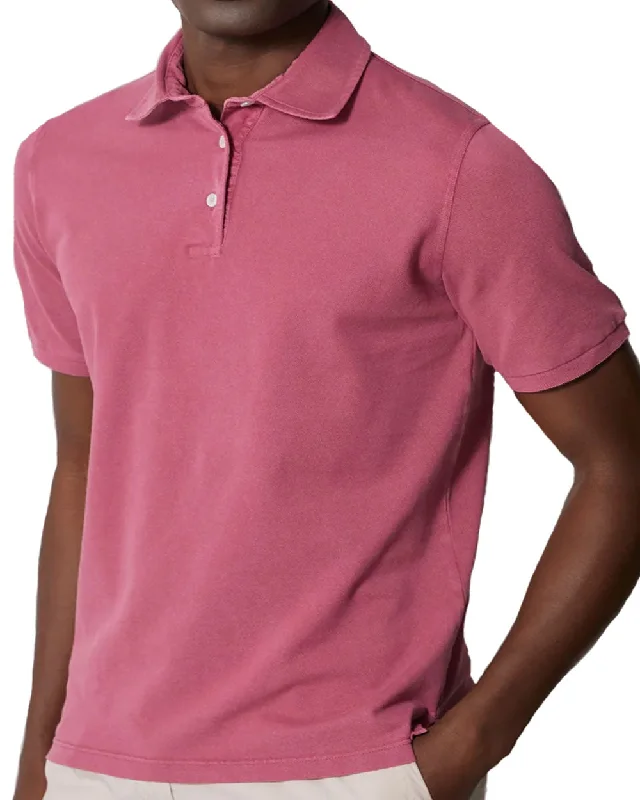 Men's ribbed cuffs and hem polo shirts for a textured look Red Jersey Polo