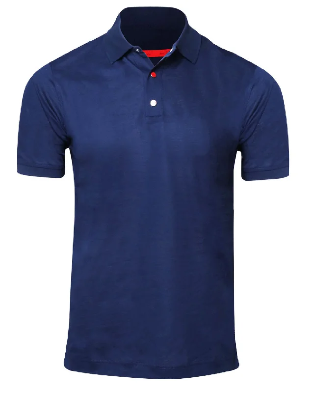 Men's stretchable athletic polo shirts for fitness workouts Blue Snap Polo