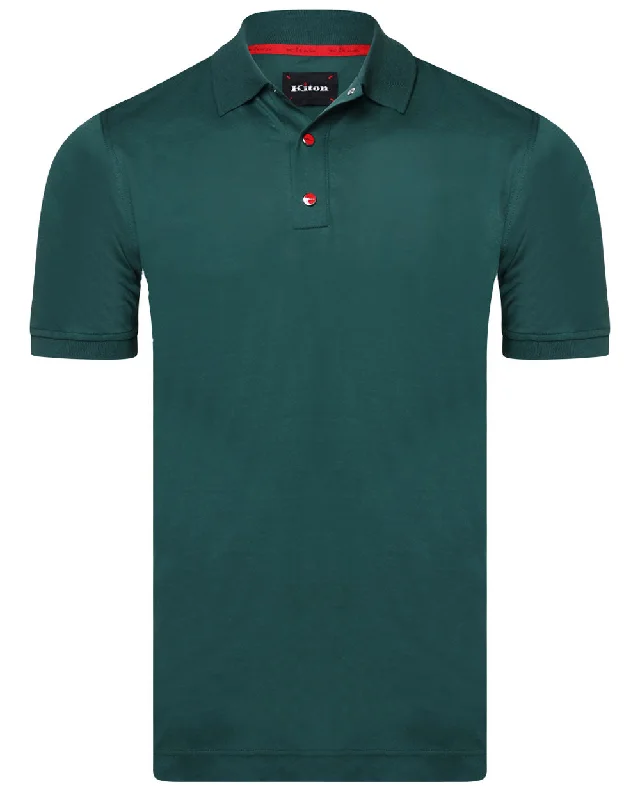 Men's luxury cashmere blend polo shirts in solid colors Green Snap Polo