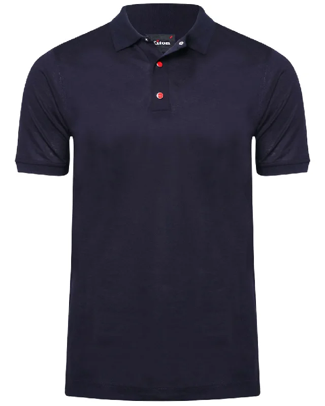 Men's two - tone stripe polo shirts with a preppy style Navy Snap Polo