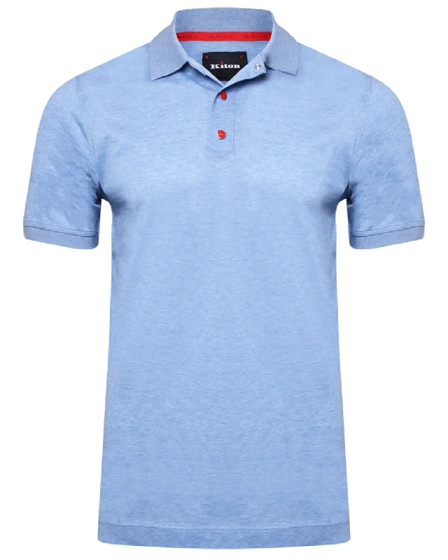 Men's button - down spread collar polo shirts for business casual Sky Blue Snap Polo