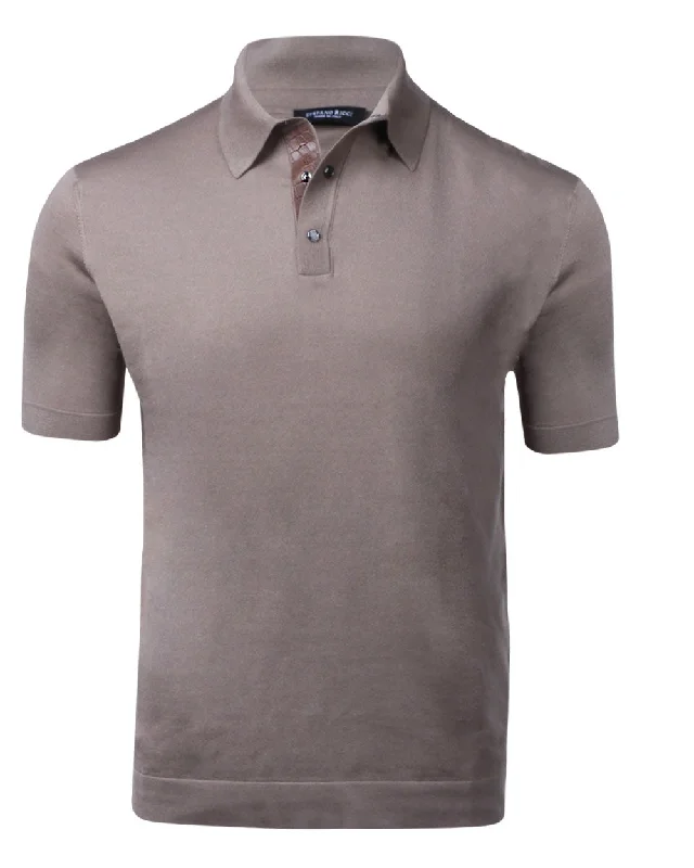 Men's formal - style silk blend polo shirts for special occasions Beige Knit Polo