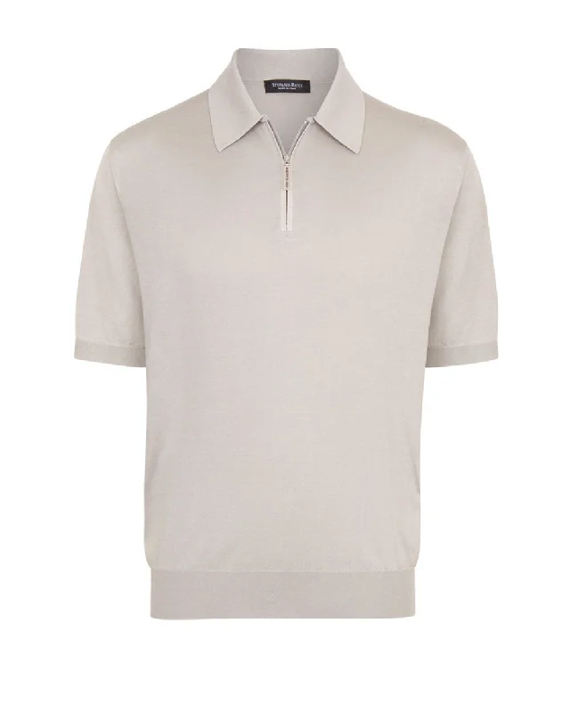 Men's jacquard woven polo shirts with intricate designs Grey Knit Polo