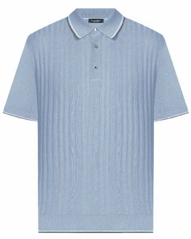 Men's budget - friendly basic polo shirts in multiple colors Blue Knit Polo