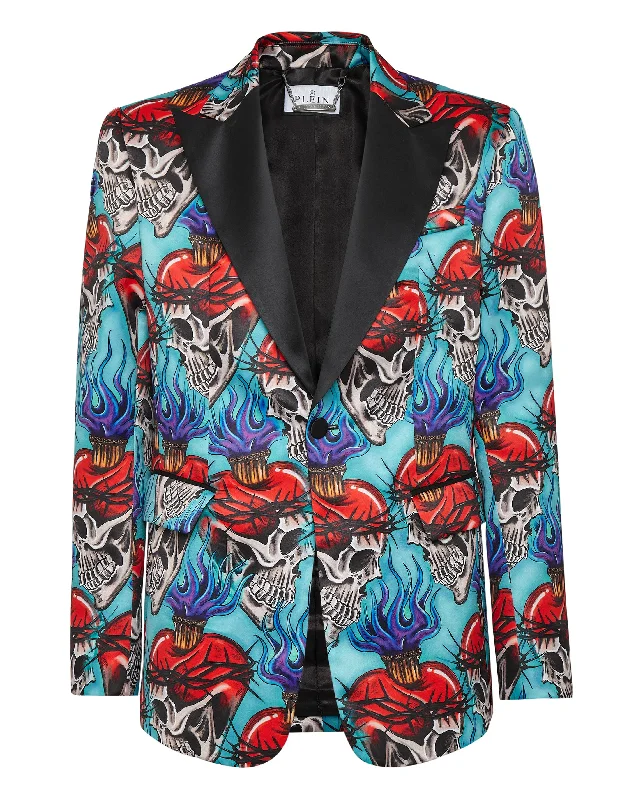 Men Blazers for Cycling Tours in Wind - Resistant and Comfortable Fabrics​ Satin Blazer Lord Fit Love Tattoo