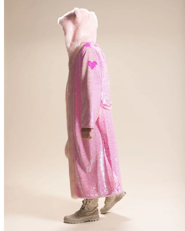 Men coats with a drawstring waist for a customizable fit Classic Men's Long Sequin Coat | Pink Disco Cat