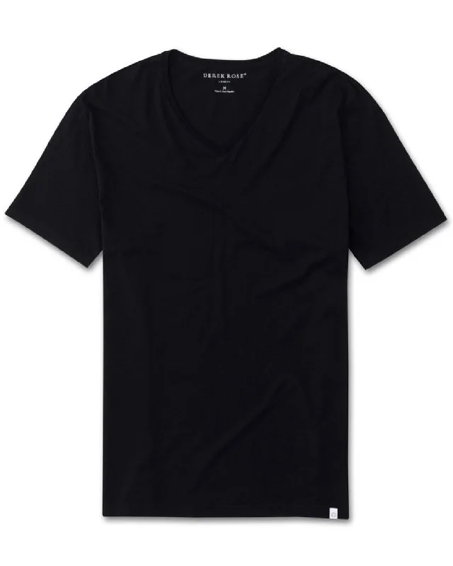 Men's tie - dye t - shirts with a bohemian style Short Sleeve V-Neck T-Shirt in Black