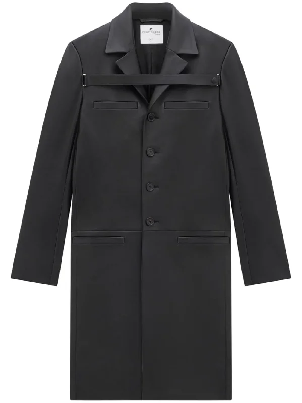Men coats made from recycled materials for an eco - friendly choice Single-Breasted Leather Coat