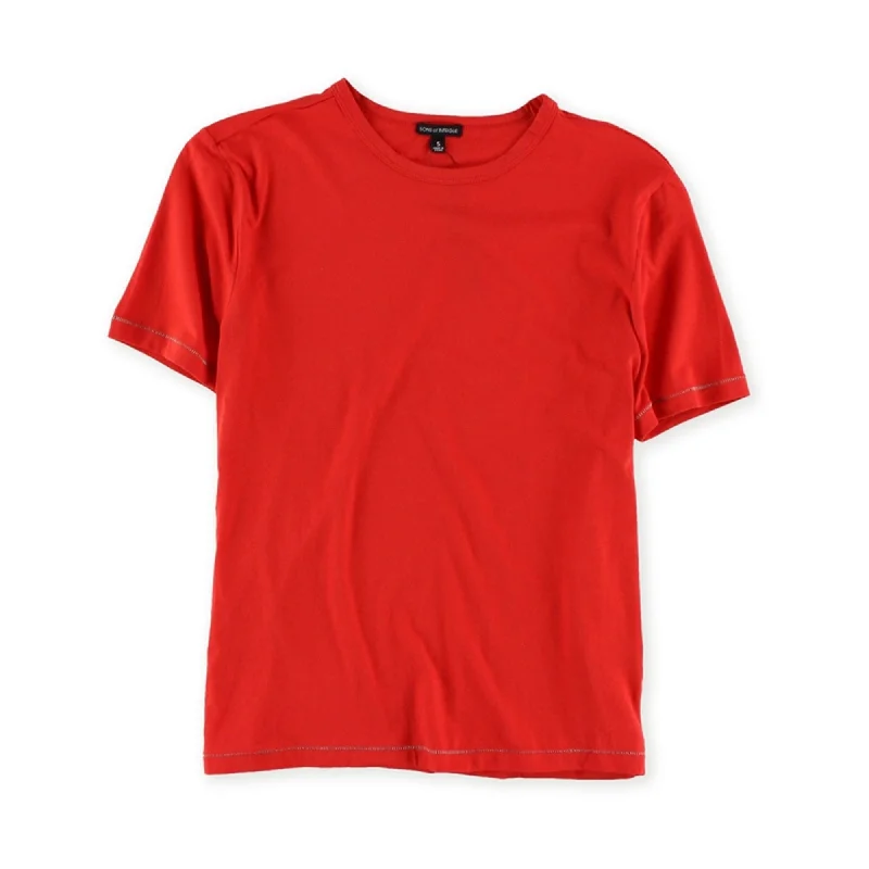 Men's mock - neck t - shirts with a modern and sleek style Sons of Intrigue Mens Solid Lightweight Stretch Basic T-Shirt, Red, Small
