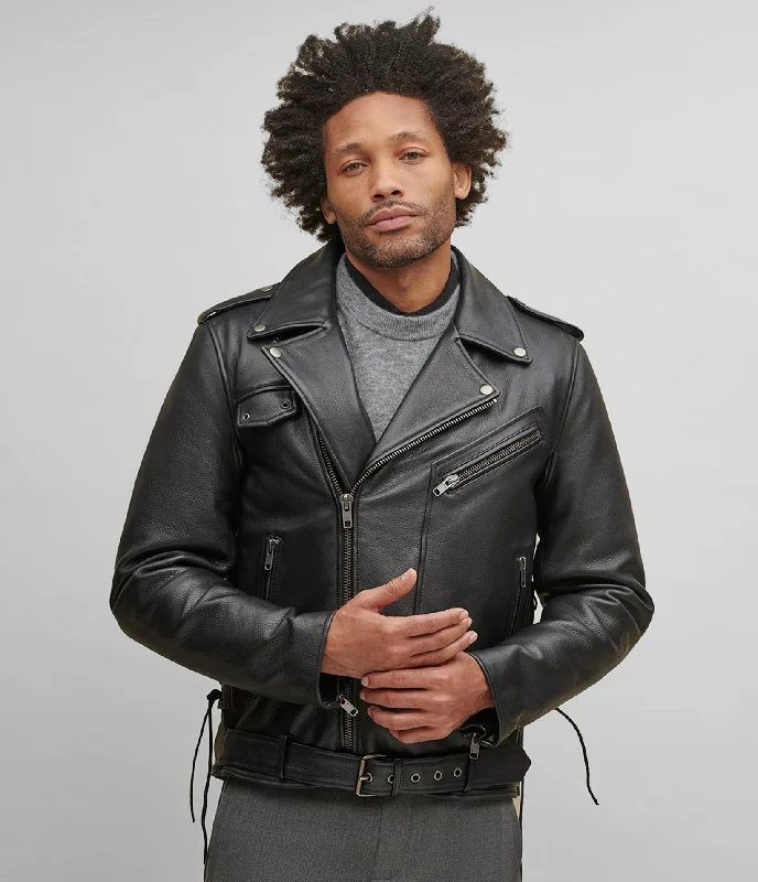 Men jackets with a hidden interior pocket for secure storage Finn Leather Rider Jacket With Thinsulate Lining