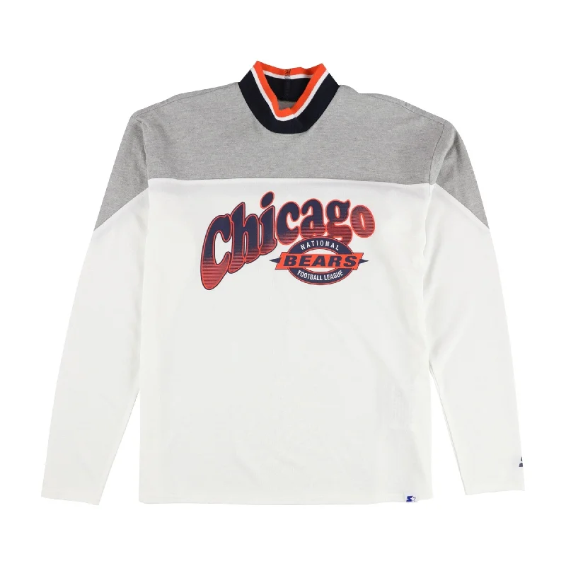 Men's long - sleeve henley t - shirts with button - down plackets STARTER Mens Chicago Bears Graphic T-Shirt, White, Medium