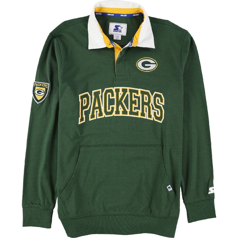 Men's budget - friendly basic polo shirts in multiple colors STARTER Mens Green Bay Packers Rugby Polo Shirt, Green, Large