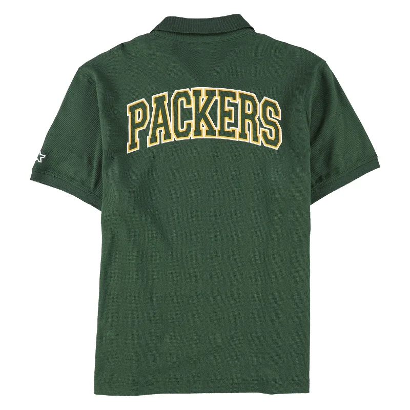 Men's luxury cashmere blend polo shirts in solid colors STARTER Mens Green Bay Packers Rugby Polo Shirt, Green, Large