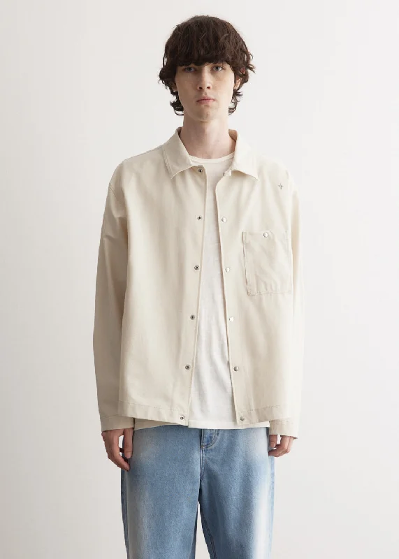 Men coats with a contrasting trim for a fashion - forward aesthetic Stellina Bi-Stretch Wool Nylon Overshirt
