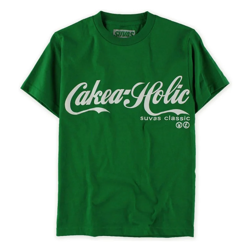 Men's short - sleeve linen t - shirts for summer beach outings Suvas Mens Cake A Holic Logo Graphic T-Shirt