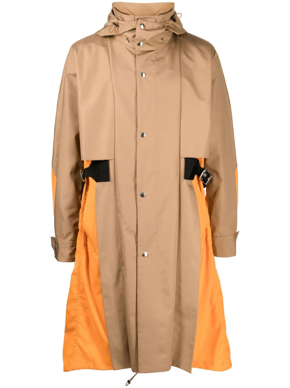 Men coats with a hooded design for added protection against the elements Taffeta Detachable-Hood Midi Coat