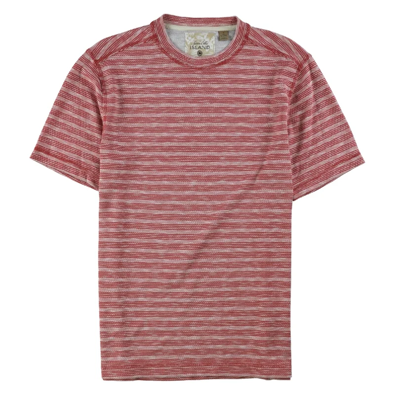 Men's printed Hawaiian t - shirts for tropical vacations Tasso Elba Mens UV Stripe Basic T-Shirt, Red, Small