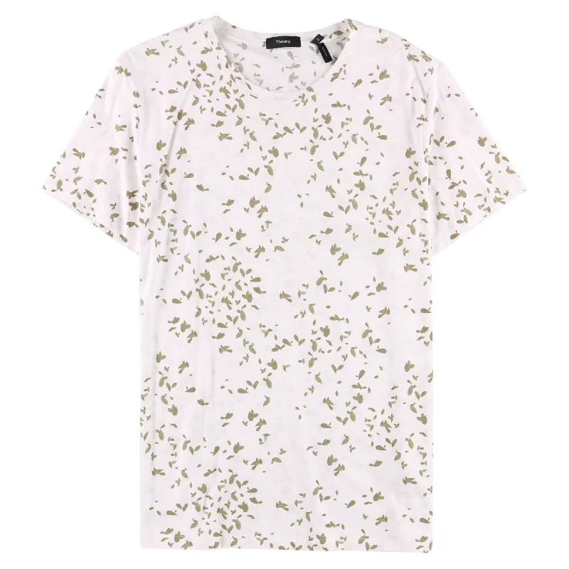 Men's antimicrobial t - shirts for odor - free freshness during travel Theory Mens Leaflet Jersey Basic T-Shirt, White, X-Large