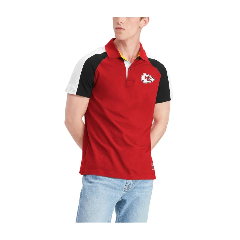 Men's breathable cotton blend polo shirts for summer outings Tommy Hilfiger Mens Kansas City Chiefs Rugby Polo Shirt, Red, Medium