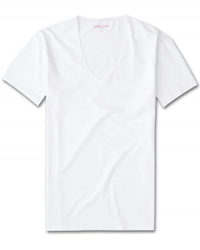 Men's button - front t - shirts with a unique artistic print White Jack V-Neck T-Shirt