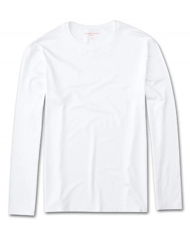 Men's ribbed t - shirts with a textured finish for added style White Long Sleeve T-Shirt