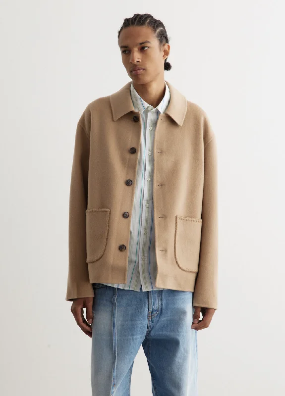 Slim - fit leather men jackets with a distressed finish for a rugged look Wool Cashmere Jacket