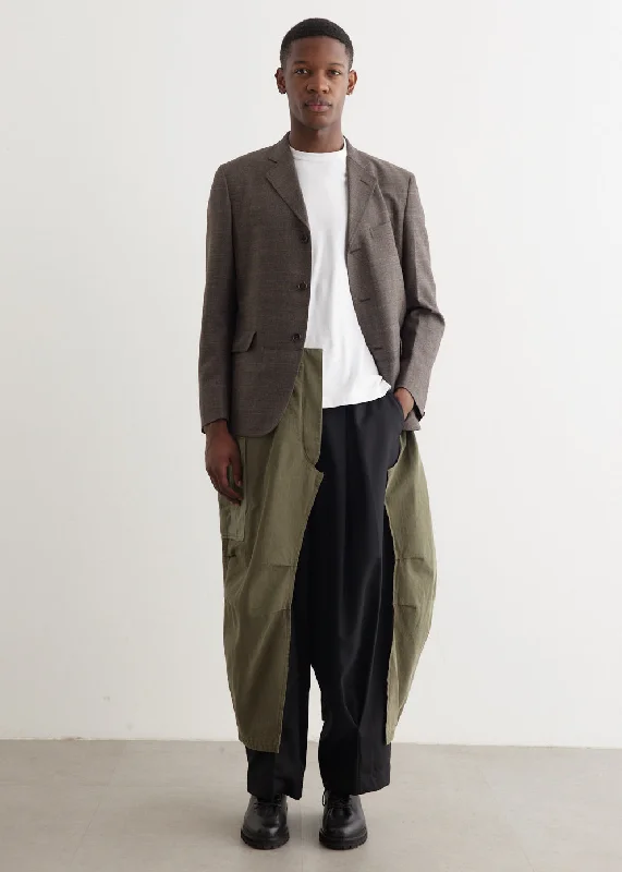 Men coats with a drawstring waist for a customizable fit Wool Check x Cargo Pant Tailored Coat