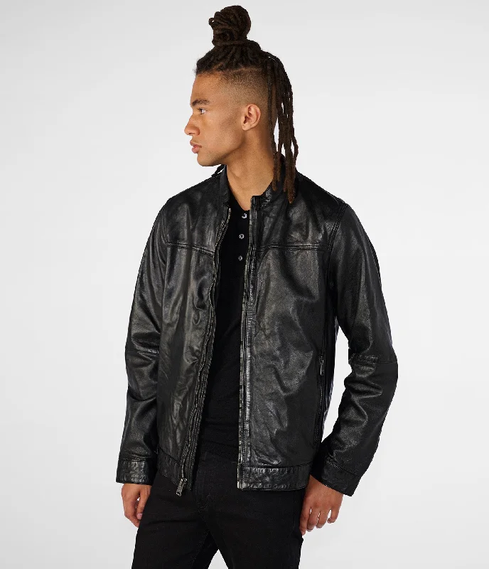Stretch - fabric men jackets for unrestricted movement during workouts Justin Genuine Leather Jacket