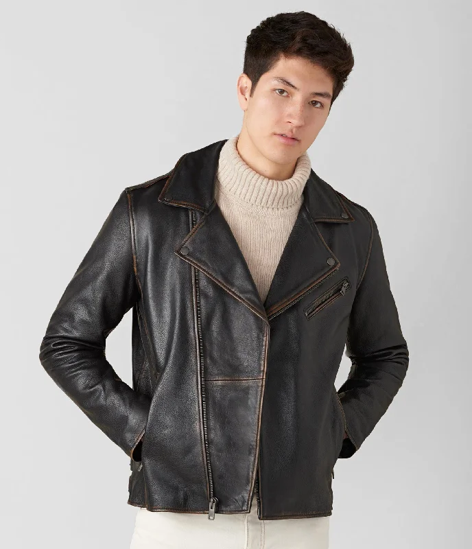 Performance - driven men jackets with breathable fabric for sports Davis Moto Cow Rub Off Jacket