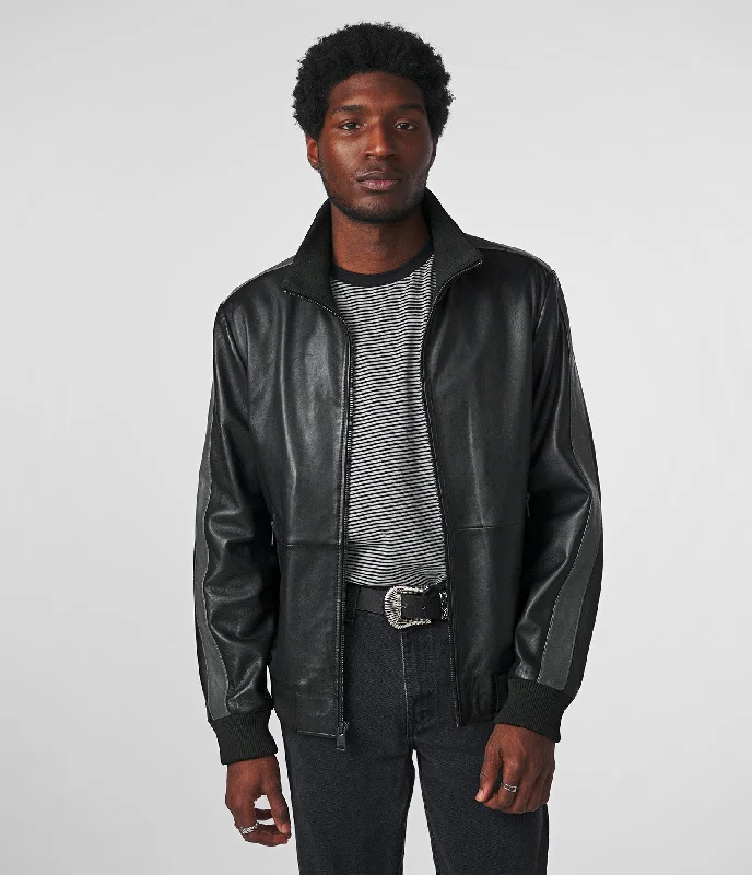 Men jackets with a zip - off sleeves to convert to a vest Thomas Bomber Leather Jacket
