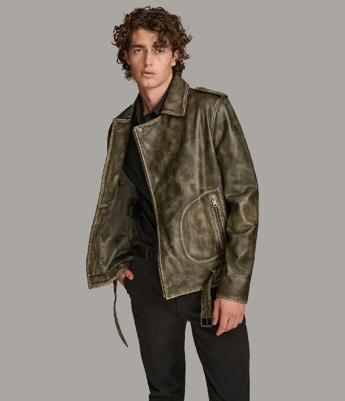 Embroidered men jackets with intricate floral designs for a unique aesthetic Oscar Moto Jacket