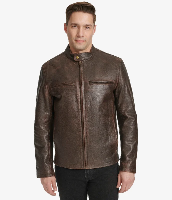 Performance - driven men jackets with breathable fabric for sports Leather Motorcycle Jacket