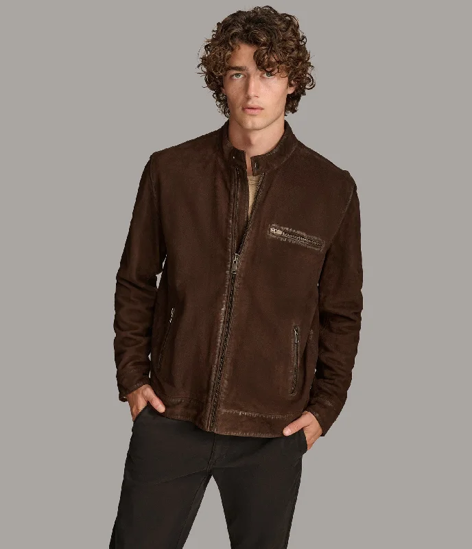 Slim - fit leather men jackets with a distressed finish for a rugged look Paxton Zip Up Jacket
