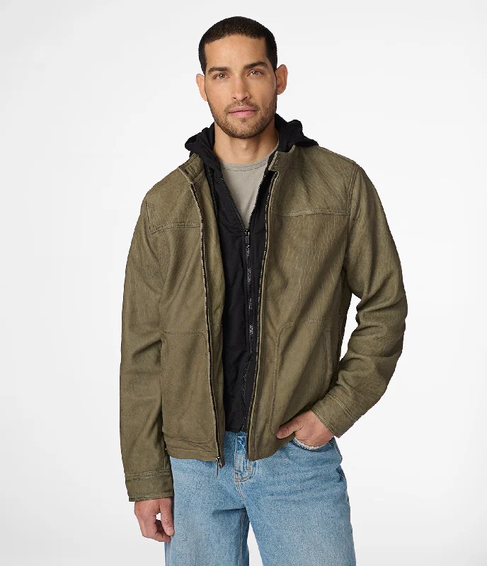 Corduroy men jackets in earthy tones for a rustic charm Jack Snap Collar Jacket With Hood