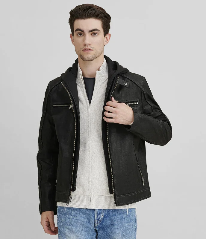Checkered men jackets in a plaid pattern for a preppy appearance Jason Vintage Hooded Leather Jacket