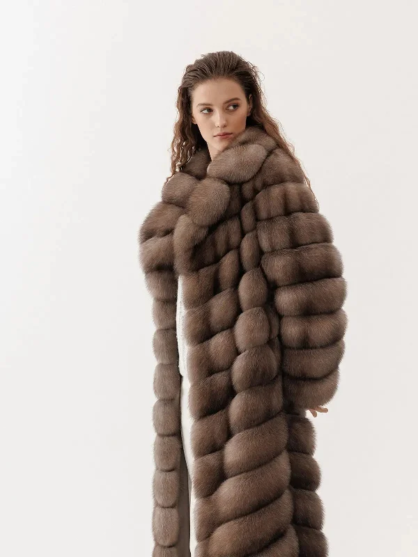 Men coats with a zip - out lining for easy cleaning and versatility Long sable coat in Desert Ice