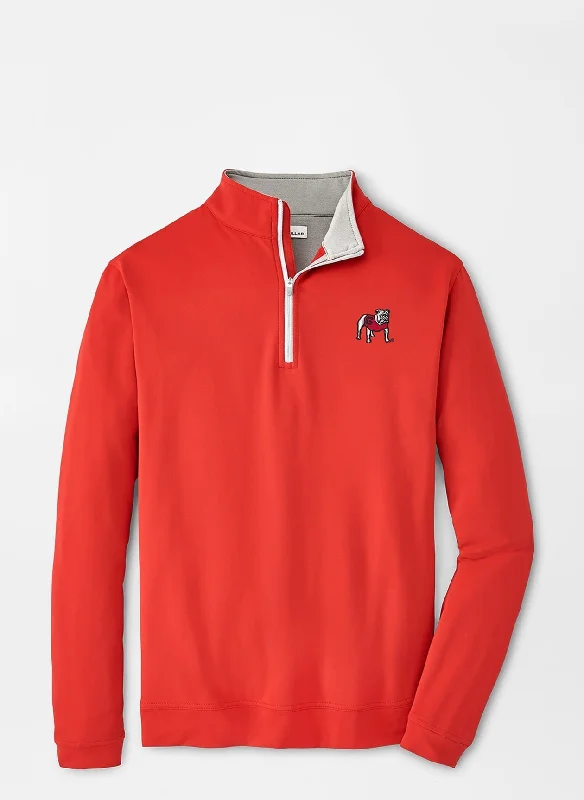 Men's V - Neck Cashmere Pullover in Beige for a Luxurious and Sophisticated Style Peter Millar Georgia Standing Bulldog Perth Performance Quarter-Zip