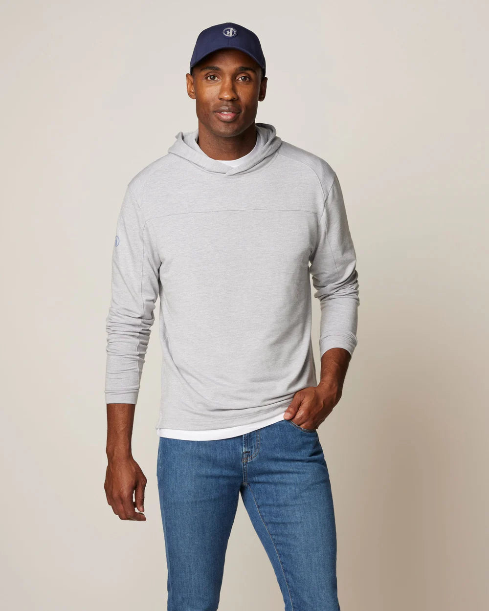 Men's Metallic - Trimmed Pullover in Silver for a Glamorous Party Outfit Johnnie-O Remmy Lightweight Performance Hoodie