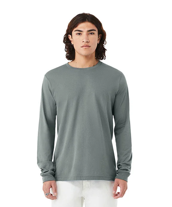 Men's thermal long sleeve base layer shirts for winter skiing 3501 - Bella + Canvas Unisex Jersey Long-Sleeve T-Shirt | Blue Storm