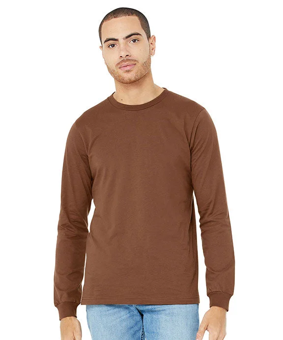 Men's long sleeve silk shirts in vibrant colors for a night out 3501 - Bella + Canvas Unisex Jersey Long-Sleeve T-Shirt | Chestnut