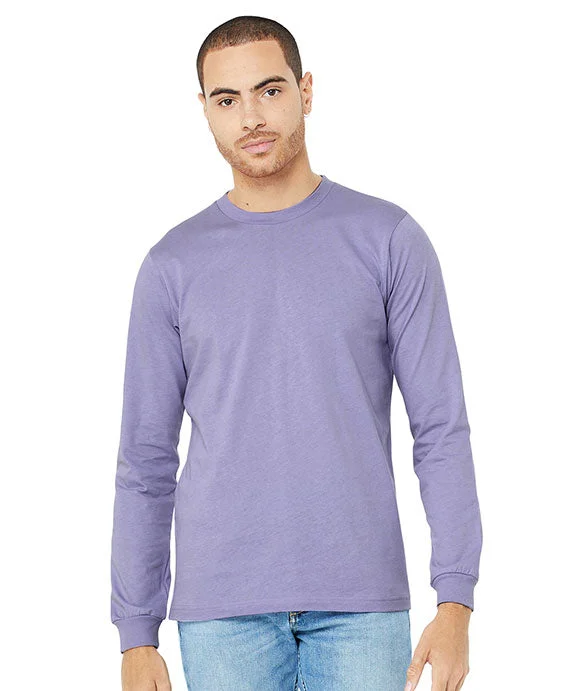 Men's long sleeve thermal shirts with thumbholes for extra warmth 3501 - Bella + Canvas Unisex Jersey Long-Sleeve T-Shirt | Dark Lavender