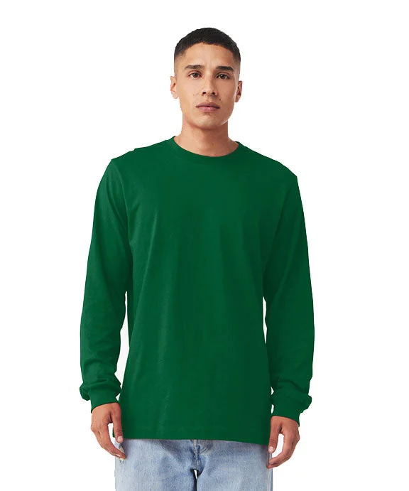 Men's button - front long sleeve Henley shirts with a casual charm 3501 - Bella + Canvas Unisex Jersey Long-Sleeve T-Shirt | Kelly
