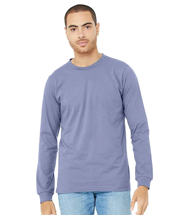 Men's long sleeve fleece - lined shirts for extreme cold weather 3501 - Bella + Canvas Unisex Jersey Long-Sleeve T-Shirt | Lavender Blue