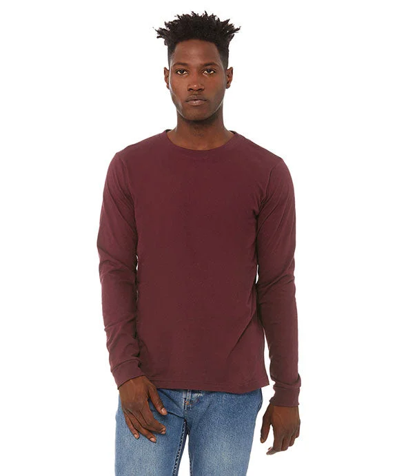 Men's printed long sleeve Hawaiian shirts for tropical getaways 3501 - Bella + Canvas Unisex Jersey Long-Sleeve T-Shirt | Maroon