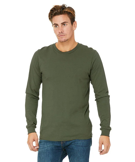 Men's stretch long sleeve denim shirts for a comfortable casual style 3501 - Bella + Canvas Unisex Jersey Long-Sleeve T-Shirt | Military Green