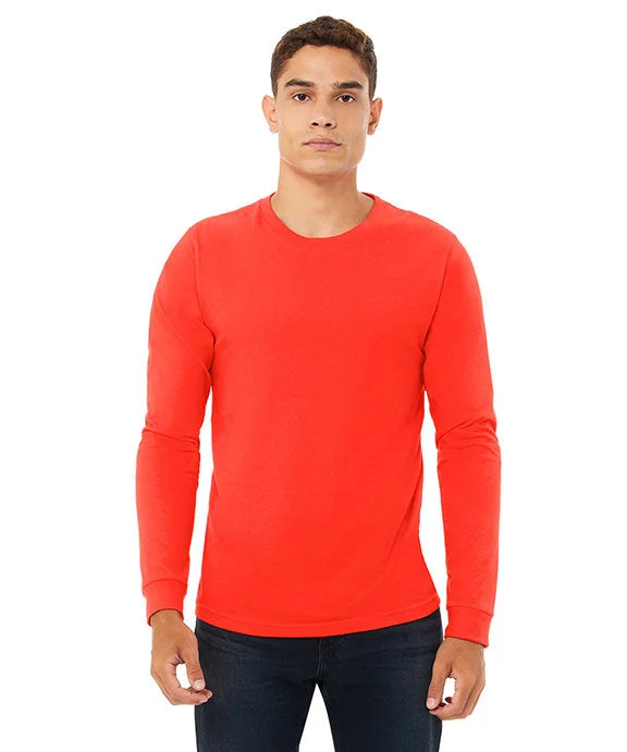 Men's breathable long sleeve mesh shirts for intense workouts 3501 - Bella + Canvas Unisex Jersey Long-Sleeve T-Shirt | Poppy