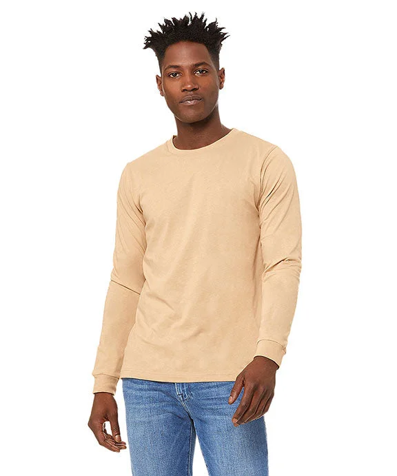 Men's long sleeve military - style utility shirts with multiple pockets 3501 - Bella + Canvas Unisex Jersey Long-Sleeve T-Shirt | Sand Dune