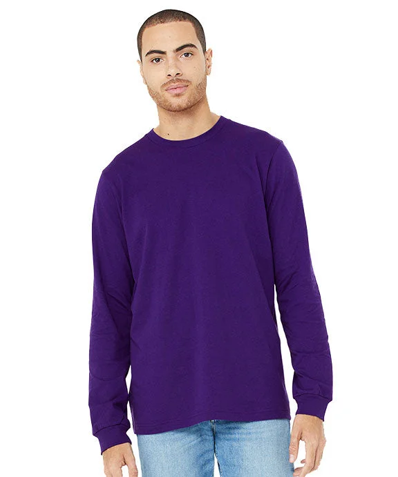 Men's anti - wrinkle long sleeve travel shirts for hassle - free trips 3501 - Bella + Canvas Unisex Jersey Long-Sleeve T-Shirt | Team Purple